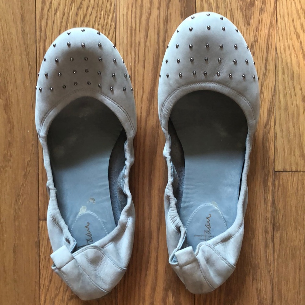 Light gray suede Cole Hahn flats